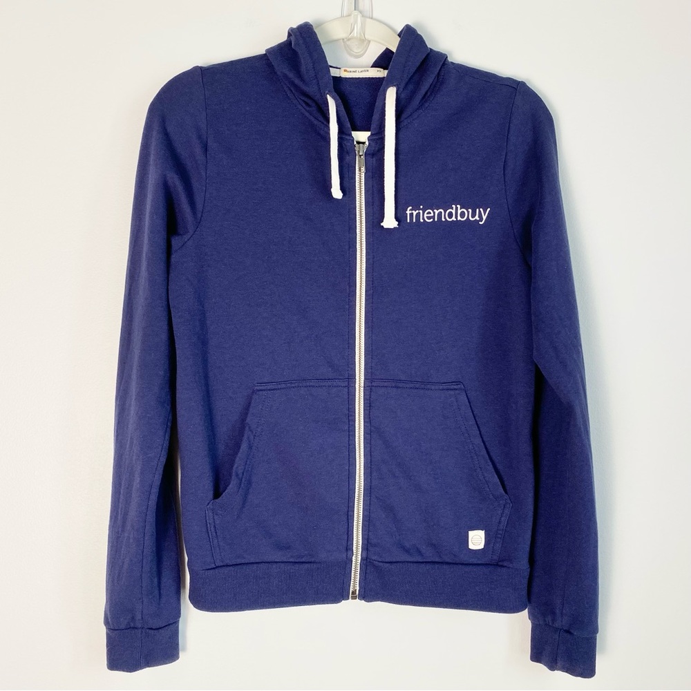 Marine Layer Afternoon Full Zip Hoodie Sweatshirt Navy Blue Friendbuy XS X-small